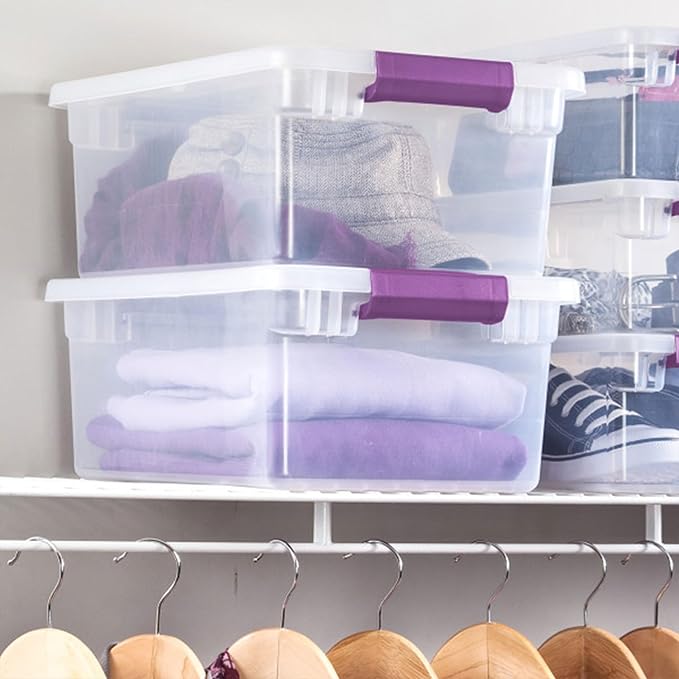 Sterilite 48-Pack 15 Quart ClearView Latch Box, Stackable Organizer Bins with Latching Lids - Clear Plastic Organization Containers for Closet, Bedroom, Shelving Units and Everyday Home Storage