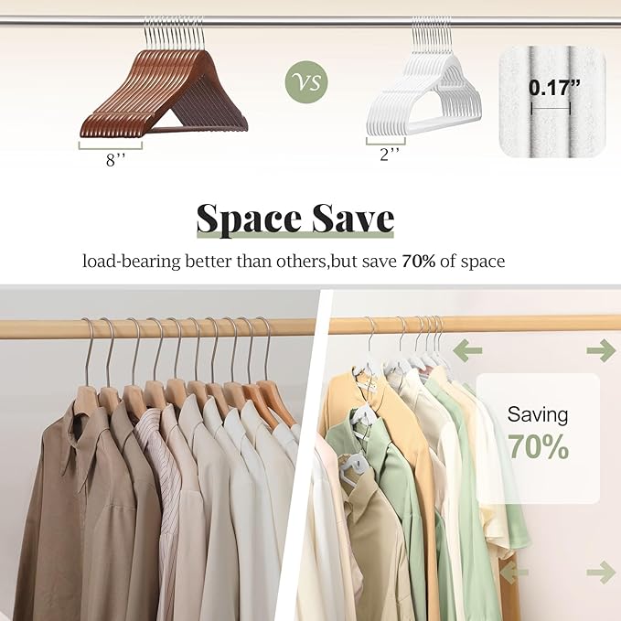 Velvet Hangers 50 Pack, S-Shaped and Stackable Non Slip with 360°Swivel Hook, Ultra Thin and Space Saving Flocked, for Suits, Shirts, Coats, 15Lbs Capacity Heavy Duty, White