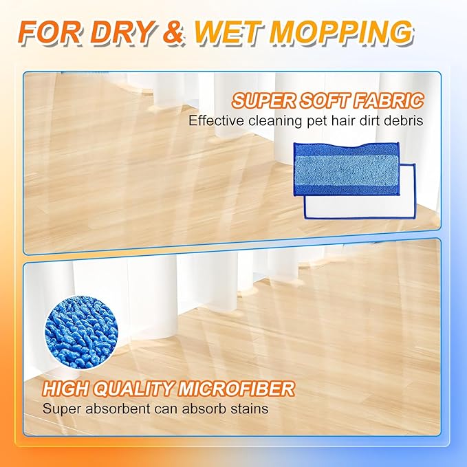 Reusable Replacement Pads Compatible with Shark Vac Pad VM252 VM251 VM200 VC205 VM250 VM200 VM200C VM190 VM250 QM250 VM190 VM200P12 Vacuum Mop Refills Upgraded Design of Dirt Chamber, 3+2+1 Pack