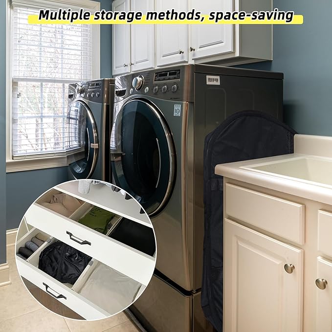 Collapsible Laundry Basket, 90L Foldable Pop Up Laundry Hamper with Reinforced Handles, Tear Proof Mesh Dirty Clothes Hamper for Laundry (Black)