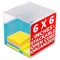 Deflecto Stackable Open Cube Organizer, Desk and Craft Organizer, Clear, 6"W x 6"H x 6"D (350401CR)