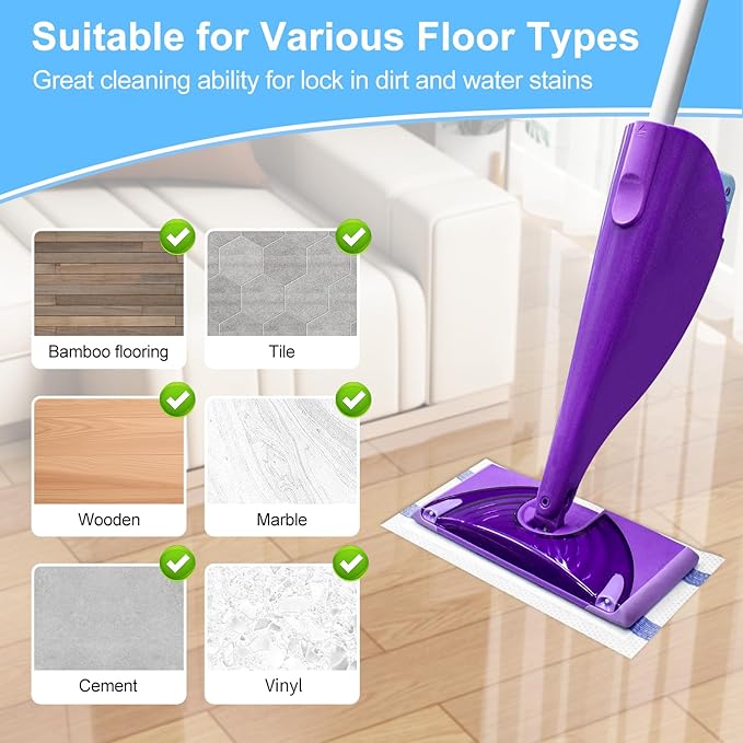 Mop Pad Refills Compatible with WetJet,10 Count Disposable Mop Pads Refills Compatible with Swiffer Wet Jet Spray Mops,Wet Dry Use Heavy Duty Mopping Pads for All Purpose Multi Surface Floor Cleaning
