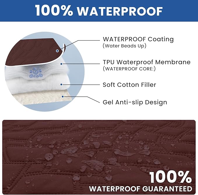 Waterproof Dog Bed Cover, Non-Slip Dog Blanket for Couch, Couch Covers for Dogs Washable, Pet Blanket for Furniture, Pet Bed Mat for Sofa, Car, Pet Supplies (52x82 Inch, Coffee)