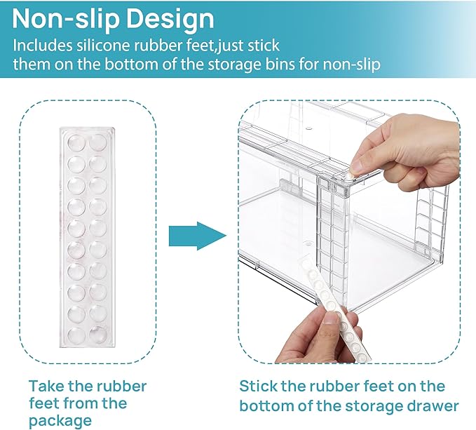 Vtopmart 2Pack Large Stackable Kitchen Pantry Storage Drawers, Clear Organizer Bins with Handles, Acrylic Drawer Organizers for Kitchen Pantry, Bathroom Undersink, Cabinet Organization and Storage
