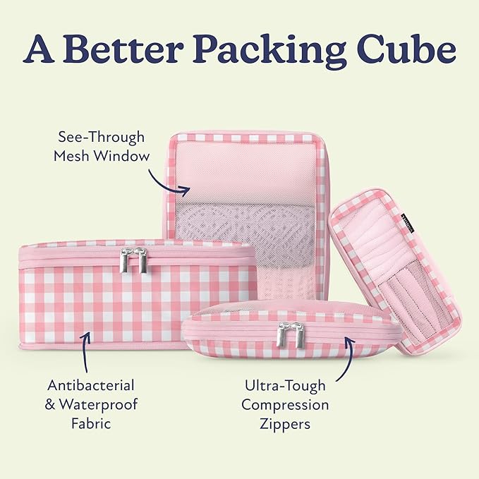 VANDEL Space-Saving Compression Packing Cubes for Kids + Women, Compressible Carry On Suit Case Organizer Luggage Kids Packing Cubes for Baby Bag Organizer Pouches for Luggage, Treavel Suitcase Cube
