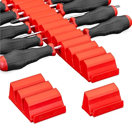 Ernst Manufacturing Screwdriver Pro - Modular Screwdriver Organizer for 26 Tools with Anti-Slip Base, Red - Made in the USA