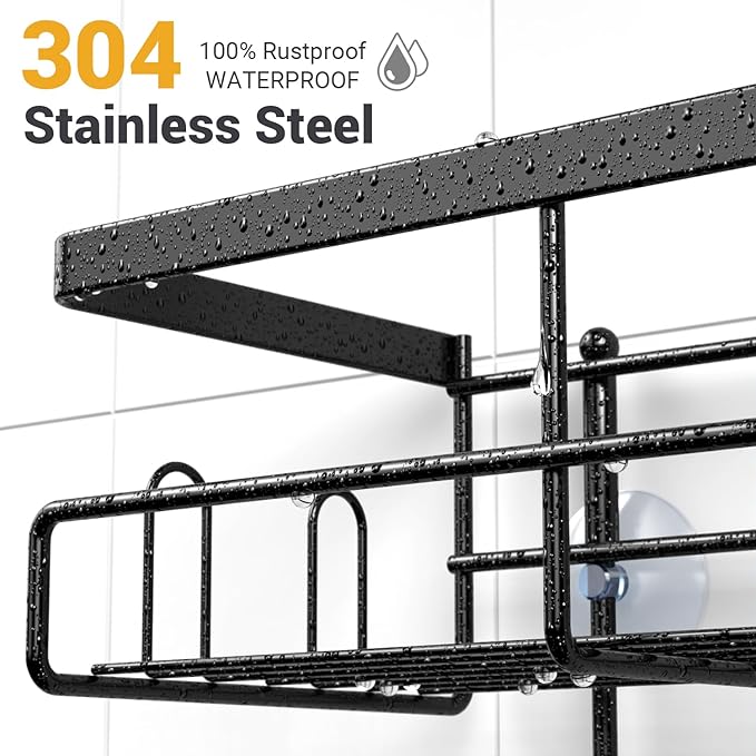 Shower Caddy Hanging Bathroom Organizer: Rustproof Shelf for Inside Shower - No Drilling Racks Over Showerhead - Bath Shelves for Shampoo Soap