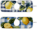 Sink Faucet Absorbing Mat Kitchen Sink Splash Guard Splash Faucet Drip Catcher for Bar RV Bathroom 2PCS 14.9x5.5in Blue and White Gingham Summer Lemons