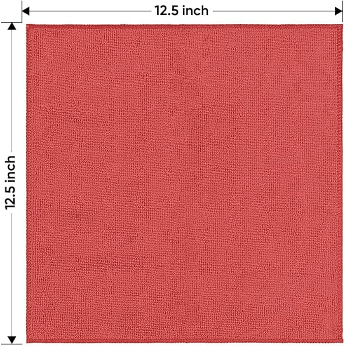 HOMEXCEL Red Microfiber Cleaning Cloth 50 Pack, 12.5 x 12.5 inch Microfiber Towels for Cars, Ultra Absorbent Car Washing Cloth, Lint Free Streak Free Cleaning Rags for Car, Kitchen, and Window