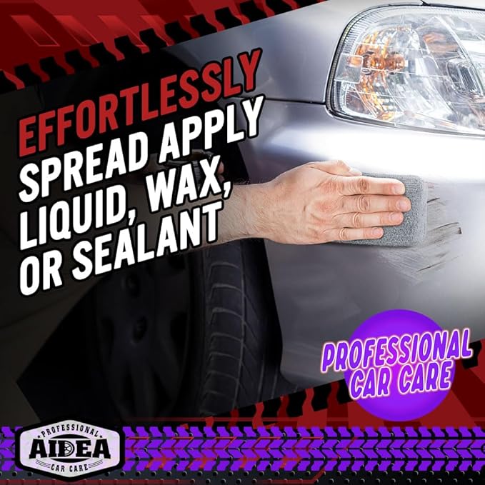 AIDEA Microfiber Applicator Pad-8Pack, Car Wash Sponge, Premium Microfiber Sponge and Cleaning Pads, Perfect for Effortless Wax, Sealant, and Conditioner Application-Grey