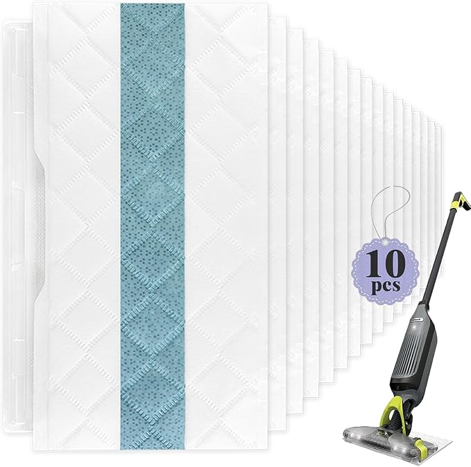 Disposable Hard Floor Pad Refills, Compatible with Shark VACMOP Pro VM252 VM251 VM250 VM200 VC205 QM250 VM190 VM200P12 VMP30 for use on All Sealed Floors (10-PCS)