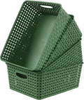 Taysisiter Plastic Weave Storage Basket, Plastic Storage Shelf Basket, 4 Packs