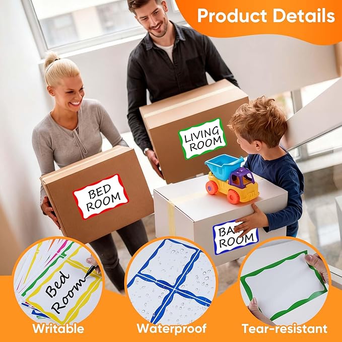 6 x 4 inch Large Moving Labels for Boxes, Packing Labels Stickers for Moving Color Coded Blank Labels Stickers, 160pcs Moving Stickers for Home Organization Projects, Kitchen, Storage Bins(8 Color)