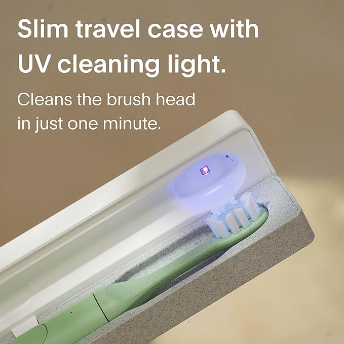 SURI 1.0 Sonic Electric Toothbrush with UV Cleaning Travel Case | 1 Month+ Battery | Designed in California | Electric Toothbrush for Adults | Travel Toothbrushes | Tooth Brush | Green