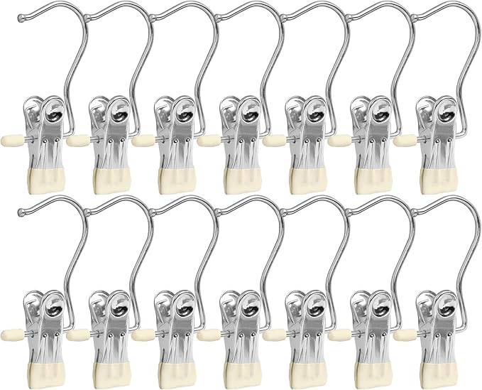 30 Pack Boot Hanger Legging Organizer for Closet, Boot Holder, Hanging Clips, Portable Multifunctional Hangers Single Clip Space Saving for Jeans, Hats, Tall Boots, Towels(Ivory)