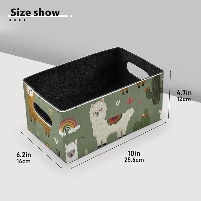Sage Green Panda Rockets Closet Storage Bins 2 Pcs Felt Open Home Storage Containers Organizer with Handles Collapsible Shelf Basket for Home Office Craft Room Classroom Fabric