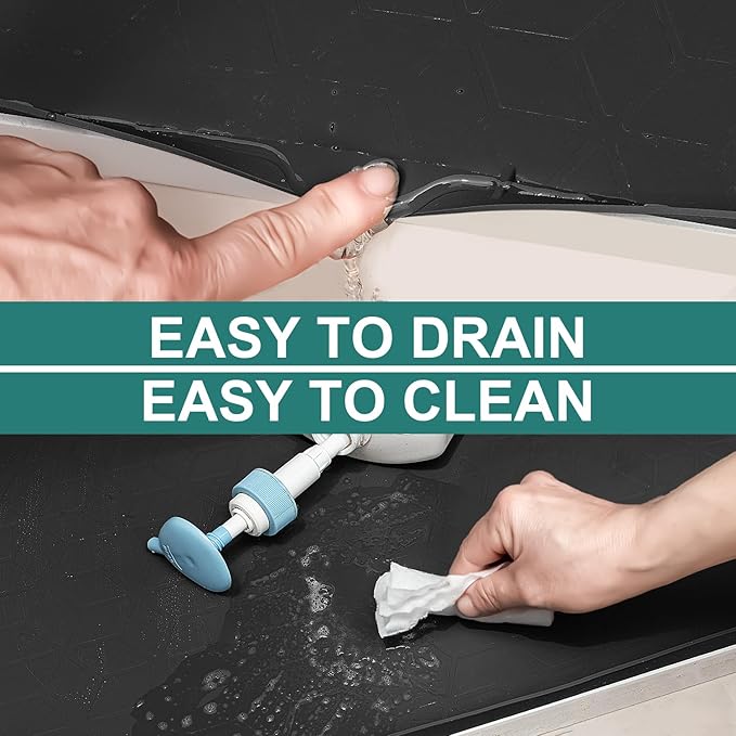 Under Sink Mat, 34" x 22" Waterproof Silicone Under Sink Tray for Kitchen & Laundry Cabinets, Kitchen Cabinet Shelf Protector, Up to 3.3 Gallons Liquid, Fits 36 inch Standard Cabinet(Grey)