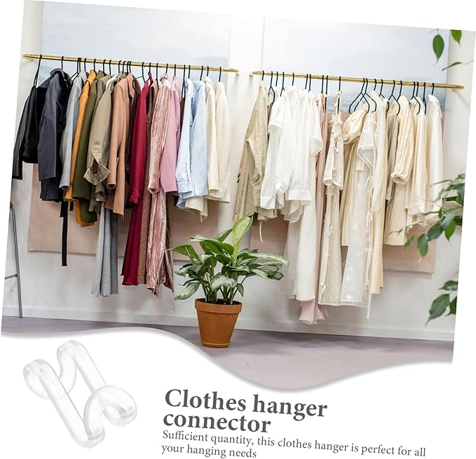 Clothes Hanger Connector Hooks S Shaped 1.57 Inch Transparent Space Saving Hanger Hooks for Closet Organization and Multi-Layer Clothes Hanging 60 Pack