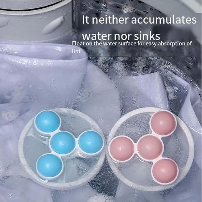 Vortexes Float Hair and Lint Catcher, Floating Hair Filtering Mesh Removal, Laundry Lint Fur Catcher for Washing Machine Pet Hair Remover, Reusable Laundry Lint Trap Mesh for Washer (Pink)