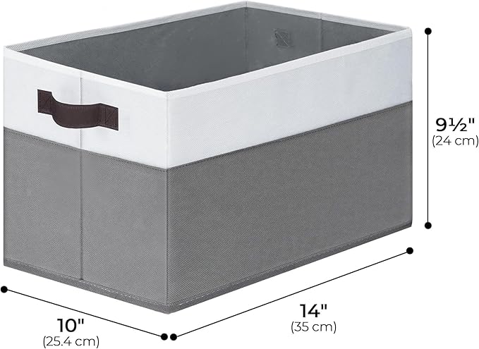 Cupic Cupid Storage Bins Closet, Fabric Closet Organizers and Storage, 6-Pack Baskets for Organizing, Large Storage Boxes with Handles for Clothes and Toys, Gray and White