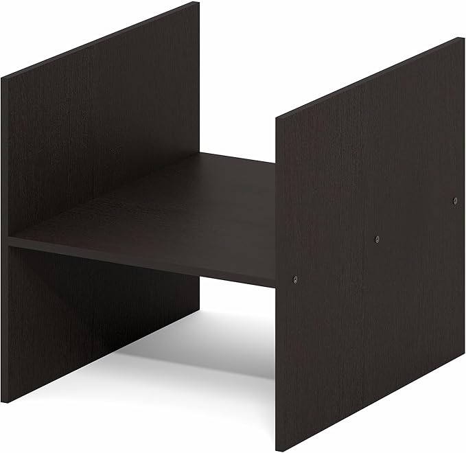 Furinno Cubicle Cube Insert, H-Shelf Cube Organizer, 2-Tier Shelf Accessory, Fits into Furinno Triple Thick Cubes, IKEA Kallax, for Organizers and Storage, Black Dark Oak