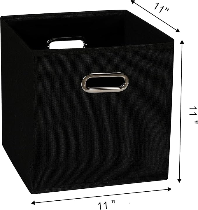 Fabric Cloth Storage Bins,Fabric Cube Organizer with Dual Handles Foldable Cube Storage Baskets for Home Bedroom Storage,Set of 12,(Black)