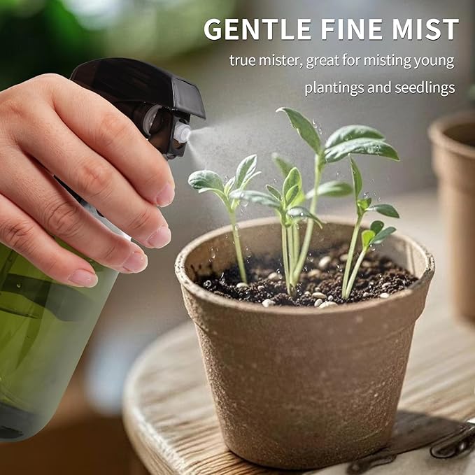 Cleaning Spray Bottles for Plants Misters Inside, 2 Pack 16.9 oz Squirt, Water Spray Bottle Mist Sprayer, No Leak Hair Mister Empty Adjustable Nozzle (Green)