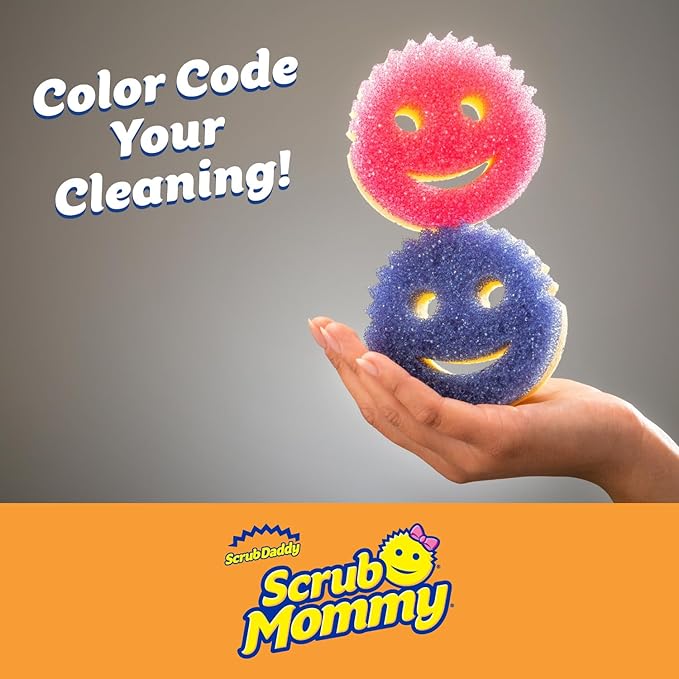 Scrub Daddy Scrub Mommy Sponges - Dish Scrubber + Non-Scratch Cleaning Sponges Kitchen, Bathroom + Multi-Surface Safe - Stain + Odor Resistant Dual-Sided Dish Sponges for Scrubbing (3 Count)