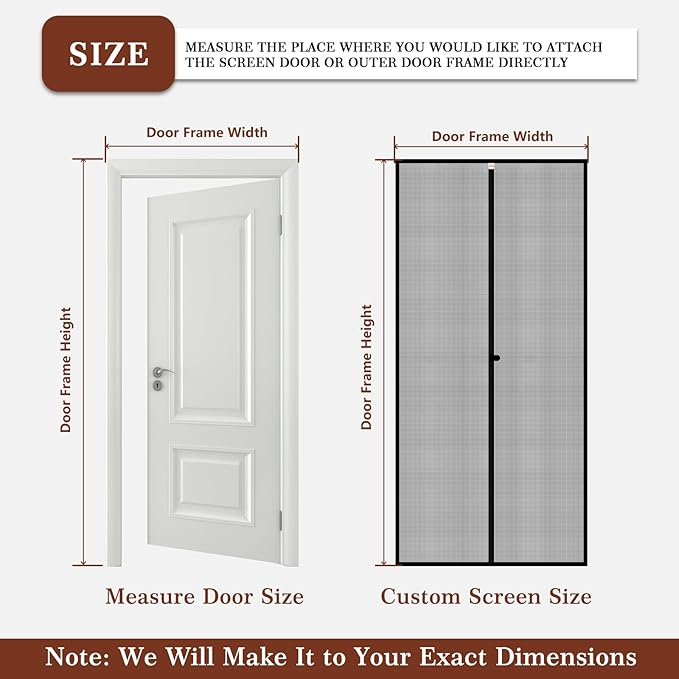 Yotache Custom Magnetic Screen Door, Upgraded Polyester Mesh Double Door Screen Curtain for Balcony, French, Sliding Glass Door
