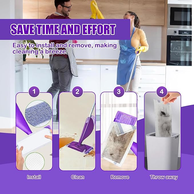 Mop Pad Refill Compatible with Swiffer WetJet Spray Mop, Wet Jet Mopping Pads for All Purpose Multi Surface Hardwood Floor Cleaning, 4 Layers Thickened and Super Absorbent, 30 Count.