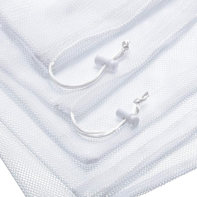Frienda 6 Pieces Mesh Stuff Sack, 11 x 15 Inch Durable Nylon Drawstring Laundry Bag for Rinsing Beach Toys, Seashell Collecting, Mesh Bags and Travel(White)
