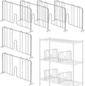 6 Pcs 14" W x 9" H Wire Shelf Divider Chrome Plated Steel Wire Rack Divider for Shelving Metal Accessories for Bathroom Kitchen Office Pantry Room Storage Organization, Silver
