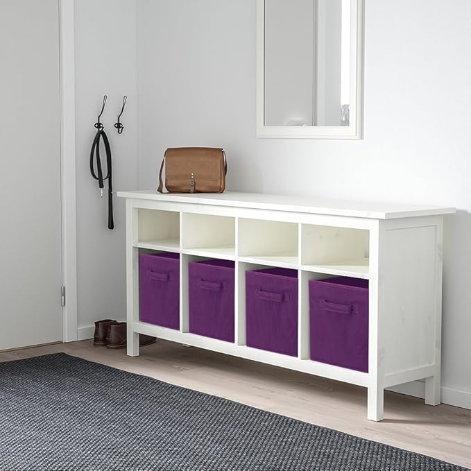 PowerKing Collapsible Storage Cubes with Handles, Fabric Foldable Bins for Closet Shelves, Durable Organization Storage Bins, 10.5'' x 11'' x 10.5'', 6 Pack, Dark Purple