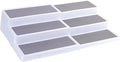 Oizeir 3–Tier Expandable Plastic Spice Rack - Adjustable Length, Stability with Non-Skid Shelf, Three Tiers for Easy Visibility, Organizer for Kitchen Cabinet, Pantry or Countertop, White/Grey