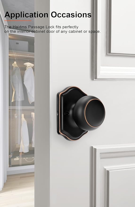 Haidms Oil Rubbed Bronze Dummy Door Knobs Interior, Dummy Interior Door knobs, Bronze Indoor Dummy Doorknobs for Closet or Hall (6 Pack)