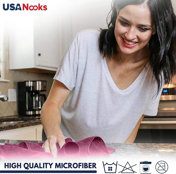USANOOKS Premium 300GSM Microfiber Cleaning Cloth - 12.5"x12.5" High Performance - 1200 Washes, Ultra Absorbent Microfiber Towels for Cars Undercarriage, Rims & Engine Bay Cleaning - Microfiber Cloth