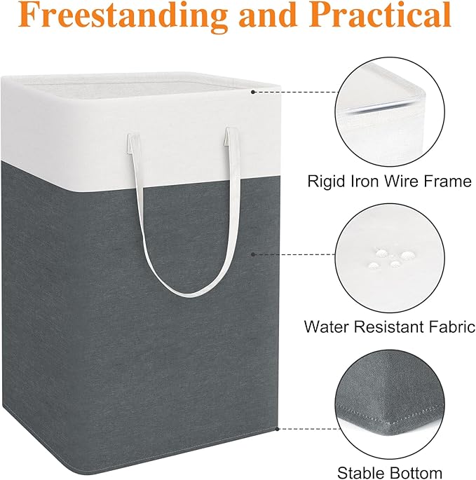 laundry basket 3-Pack, laundry hamper, Hamper with handles, collapsible laundry baskets, Waterproof dirty clothes hamper, Towel Storage for Home or Dorm, 75L-Grey
