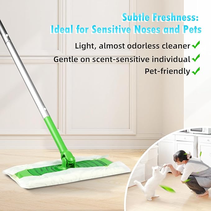 24 Count Unscented Upgraded Wet Mop Refills for Swiffer® Sweeper Wet Pads, One Piece Cleans One Room, Wet Mopping Cloths for Swiffer® Wet Pads Refill, Mop is Not Include