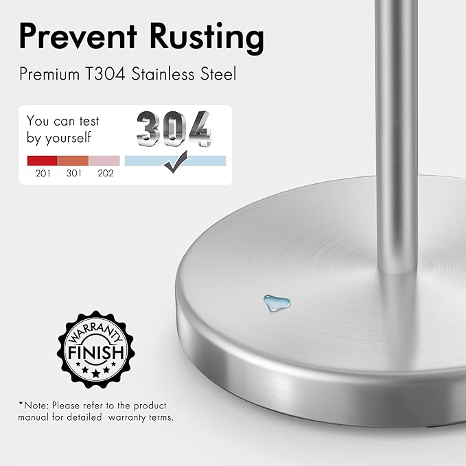 KES Toilet Paper Holder Stand 26" H (Taller Version), Free Standing Toilet Paper Roll Holder with Weighted Base for Bathroom, Rustproof SUS304 Stainless Steel Brushed Finish, BPH283S66-2