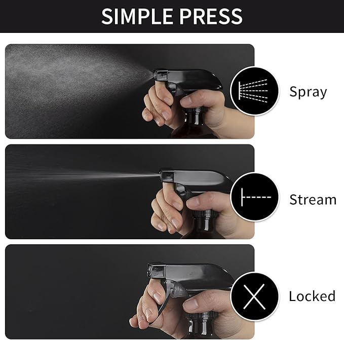 HOMBYS 4 Pack Black Trigger Sprayers Replacement Spray Nozzles with Mist Stream Sprayer for 8oz/16oz Glass Spray Bottles for Home, Kitchen, Garden and Office,Cleaning Solutions-Quality Sprayer