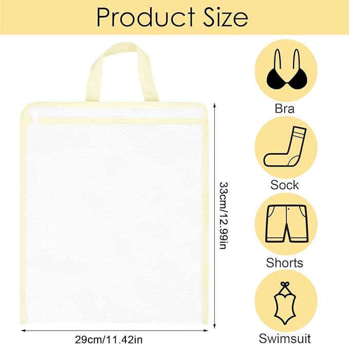 2 Pcs Hanging Laundry Bag Small Mesh Laundry Bag for Washing Machine Wash Bags for Clothes Delicates Lingerie Socks with Zipper, 12.99 X 11.42in