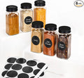 6Pcs Spice Jars with Label, 4oz Empty Square Seasoning Containers, Spice Jars with Shaker Lids, Small Spice Bottles for Salt, Herbs, Sugar, Pepper, Seasoning Jars for Spice Rack, Cabinet, or Drawer