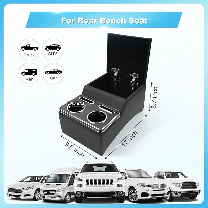 Center Console, Universal Front Bench Seat Consoles,Truck Seat Organizer and Storage,Center Console for Truck & Minivan & Car& SUV Cab Front Seat Bench Seat Storage Box (Regular)