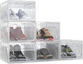 AWTATOS Shoe Boxes, 6 Pack Shoe Storage Organizers, Plastic Stackable Shoe Rack, Sneaker Containers, Toy Storage Bins for Entryway, Closet, Under Bed, Clear