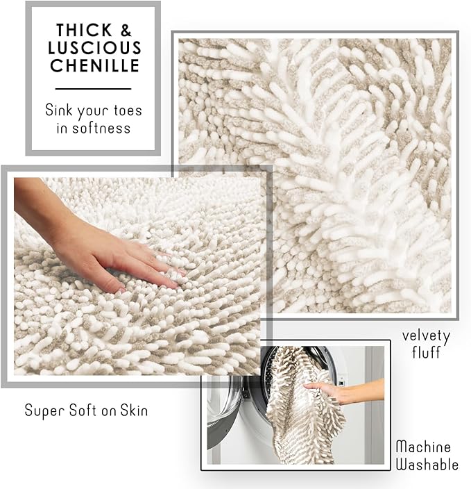 Clara Clark Bathroom Accessories Set - Bathroom Set, Bathroom Sets with Shower Curtain and Rugs, Shower Curtain Set with Bathroom Trash Can - Ombre White - 22PC