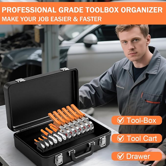 Magnetic Screwdriver & Plier Organizer - Expandable Multiple Spacing Modular Tool Box Organizers, Tool Drawer Organizer, Tool Storage, Plier Rack - 24 Holders