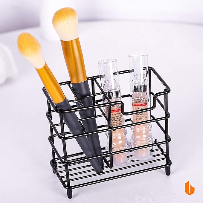 Urbanstrive 304 Stainless Steel Bathroom Toothbrush Holder Toothpaste Holder Stand Bathroom Accessories Organizer (Silver, Small)