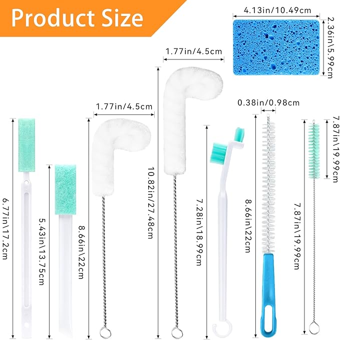 Ice Machine Cleaner Brush Sets,10 Pcs Ice Maker Cleaner Tools with Crevice Cleaning Brush and Scrub Sponge, Small Cleaning Brush Tight Spaces