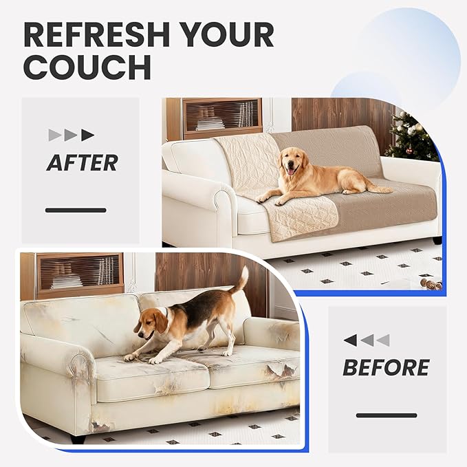 Waterproof Dog Bed Cover Pet Blanket, Soft Couch Cover for Dogs Washable, Non-Slip Dog Blanket Protect Furniture Couch Sofa Car for Puppy Large Dogs Cat (30x53 Inch, Khaki)
