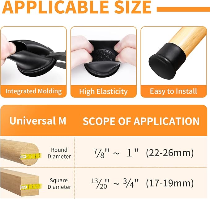 Ezprotekt Chair Leg Sliders for Carpet, 24 Pcs Round Chair Glides for Carpet, Carpet Furniture Pads Stool Leg Protectors Caps, Carpet Furniture Glides Quickly and Easily (M Fit: 7/8" to 1")
